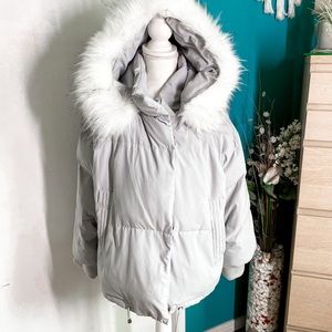 CUBIC Clothing London Gray Puffer Fur Jacket S